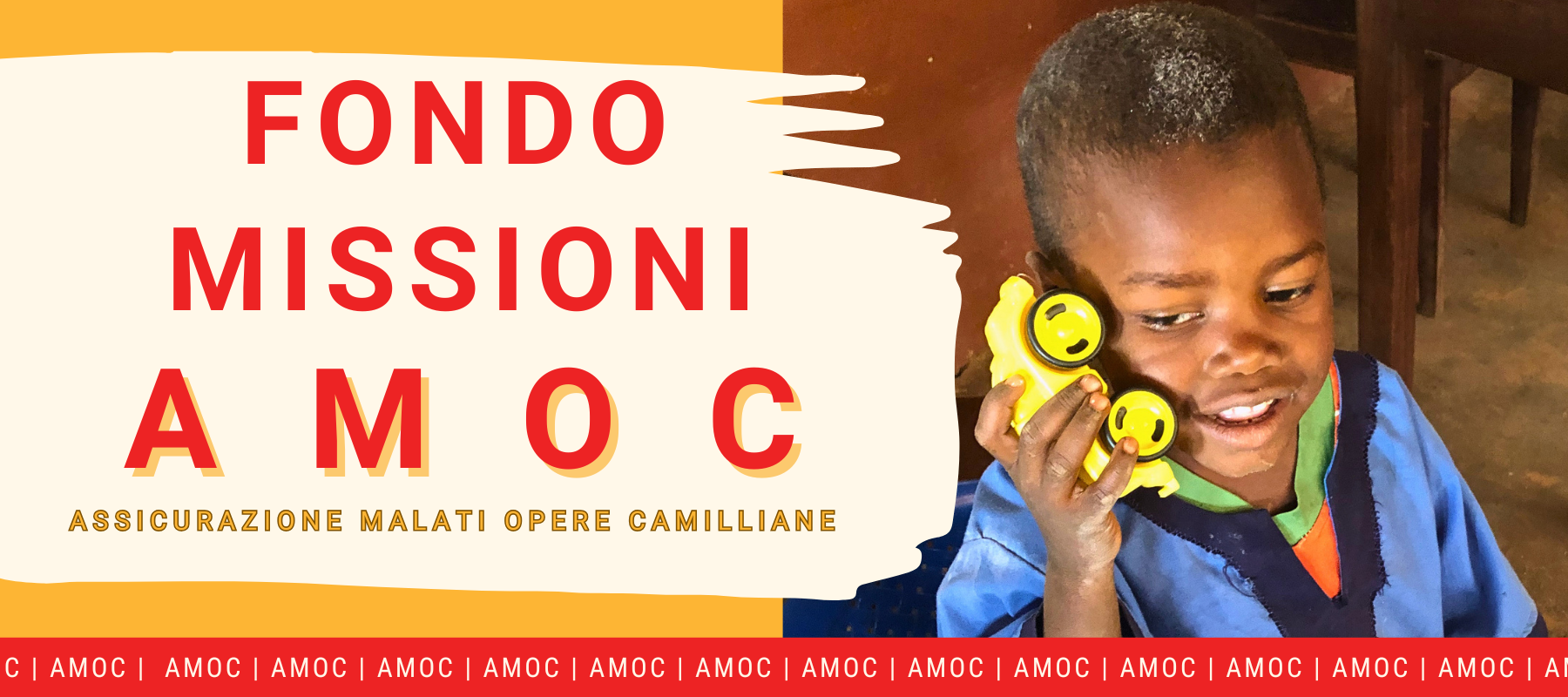 Bambino per la campagna Fondo AMOC Assicurazione Malati Opere Camilliane